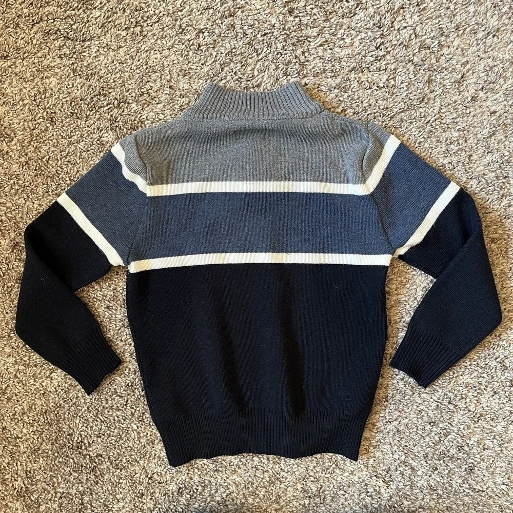 Steve's Jeans Sweater Boys Size 4 Blue Striped Long Sleeve 1/4 Zip
